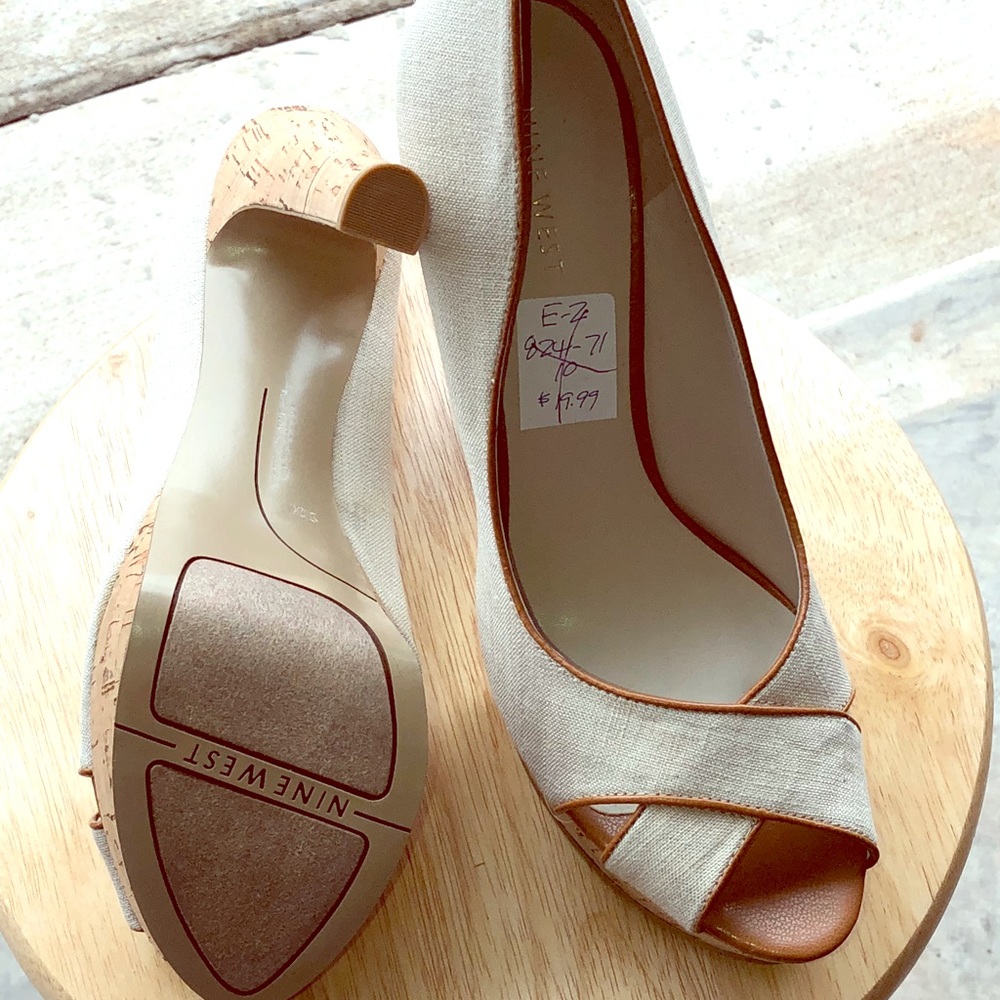 NINE WEST Peep Toes Pumps Cork Heels